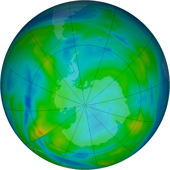 Antarctic ozone map for 20 July 2006